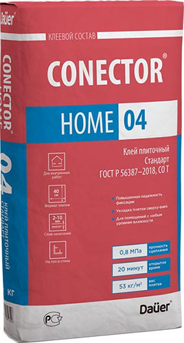 Клей плиточный CONECTOR® HOME 04 Зима Стандарт 40 кг