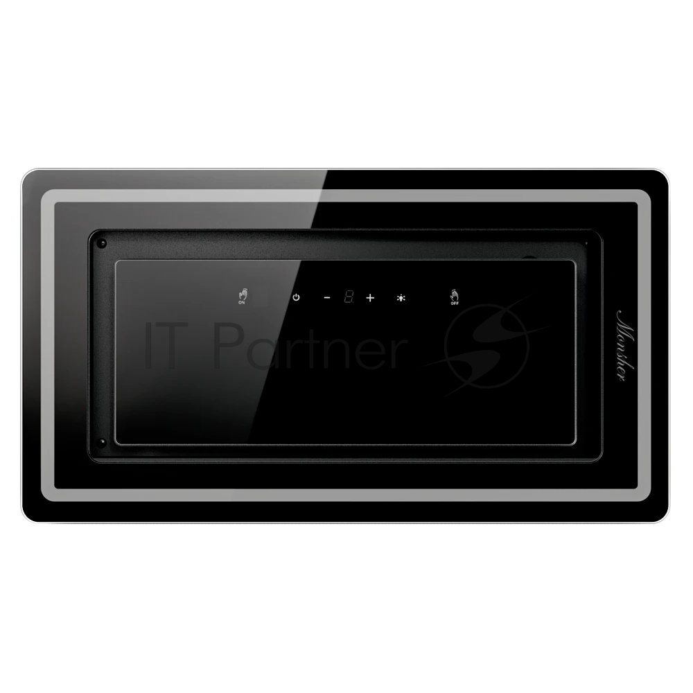 Встраиваемая вытяжка MONSHER LUMIA 60 NOIR, High-Tech, 52 см, сенсорное управление, 3 скорости, 345 м3/ч, обратный клапан, LED освещение, угольный фильтр KFY-L (опция), уровень шума 68 дБ, цвет черный