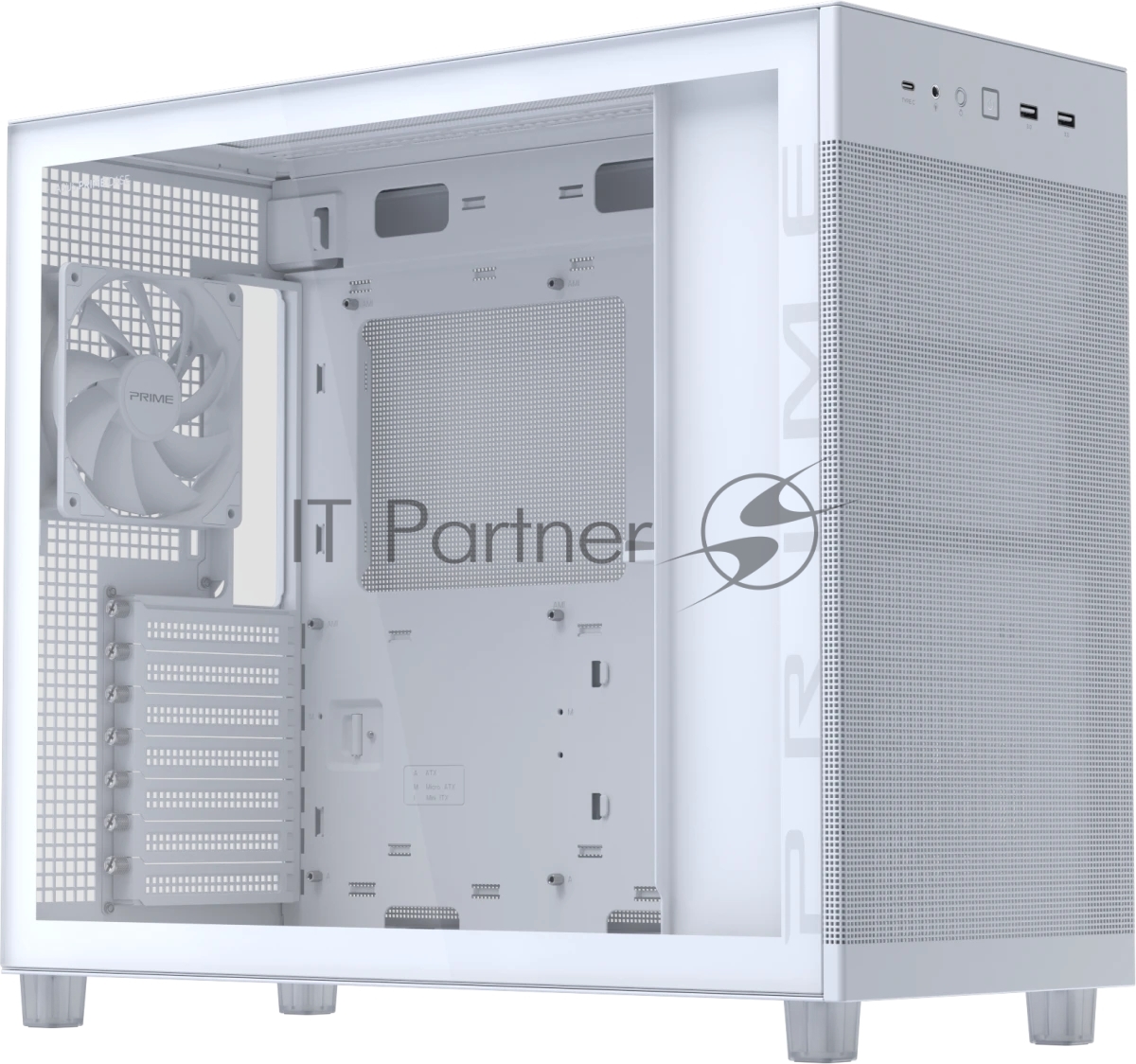 Корпус ASUS Prime AP303 TG, Midi-Tower, белый, 1 x 120 мм