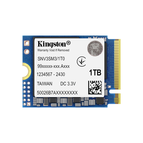 Твердотельный накопитель/ Kingston SSD NV3, 1000GB, M.2(22x30mm), NVMe, PCIe 4.0 x4, 3D TLC, R/W 6000/4000MB/s, TBW 320, DWPD 0.2 (60 мес)