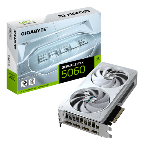 Видеокарта Gigabyte PCI-E 5.0 GV-N5060EAGLEOC ICE-8GD 1.0 NVIDIA GeForce RTX 5060 8Gb 128bit GDDR7 2497/28000 HDMIx1 DPx3 HDCP Ret