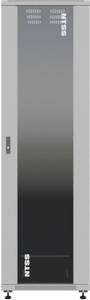 NTSS Шкаф напольный универсальный серверный NTSS R 22U 600х1000мм, 4 профиля 19, двери стекло и сплошная металл, боковые стенки съемные, регулируемые опоры, разобранный, серый RAL 7035 NTSS-R22U60100G
