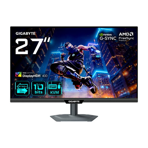 Монитор 27" Gigabyte M27UP IPS 3840x2160, 160 Гц, 1 мс (GtG), 16:9, 350 кд/м², 2xHDMI 2.1, DP 1.4, USB-C (18 Вт), USB Hub (3x USB 3.2), 3.5 Jack, DisplayHDR 400, G-Sync Compatible, динамики (2x5 Вт), KVM, VESA 100x100, черный