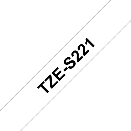 Картридж для Brother TZe-S221 (TZS221) с ламинированной сверхклейкой лентой,9 мм (8м, чёрный текст на белом фоне) MyLabel