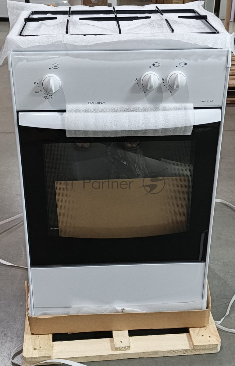 (Поврежденная упаковка, гарантия 7 дней) Плита газовая Darina 1AS GM 521 001 W белый/черный, конфорок 2 шт, духовка 45 л, 50 см x 85 см x 41 см