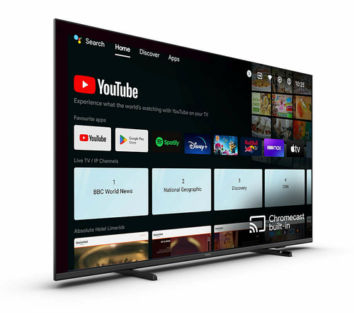 55” 4K Ultra HD LED, 3840x2160p, 350  кд/м²,  16 ГБ, Android TV™ 11 ®,  IPTV with Chromecast, Ext. Lifetime, Google Play