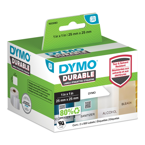 Стойкие к разрыву этикетки DYMO с сильным клеем, 25х25мм 1700шт/рул (остатки) (1933083)