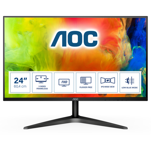 Монитор 23.8" AOC 24B1XHS Black (IPS, LED, 1920x1080, 8 ms, 178°/178°, 250 cd/m, 50M:1, +HDMI 1.4, +VESA)