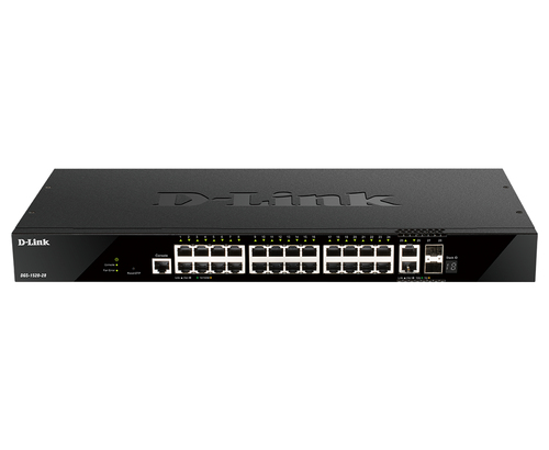 D-Link DGS-1520-28/A1A Управляемый L3 стекируемый коммутатор с 24 портами 10/100/1000Base-T, 2 портами 10GBase-T и 2 портами 10GBase-X SFP+