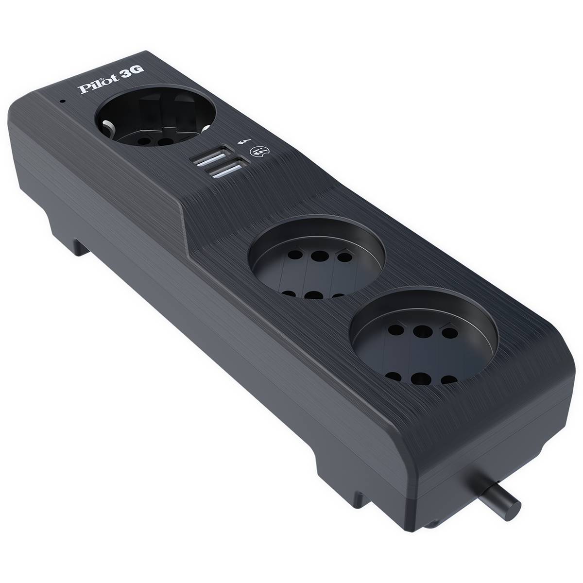 Сетевой фильтр/ Surge protector Pilot 3G 3xGP euro outlets, 10А/2.2кВа, 2xUSB, 10m, grafit