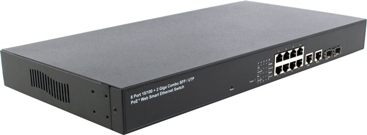 MultiCo (EW-P782IW-AT) Управляемый коммутатор (8UTP 10,100Mbps PoE +2Combo 1000BASE-T,SFP)