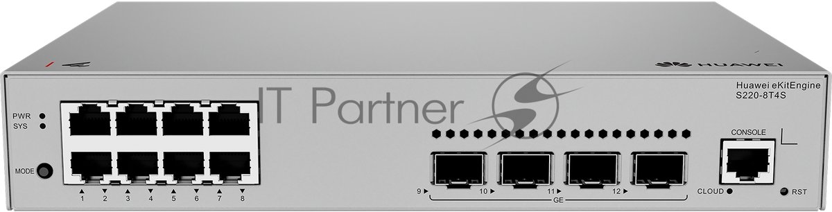 Коммутатор Huawei S220-8T4S, 8×1 Гбит/с + 4×1 Гбит/с SFP, управляемый