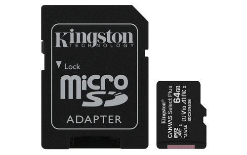 Kingston Память micro Secure Digital Card  64Gb  class10 Kingston Canvas Select Plus  CL10 UHS-I Card + SD Adapter [SDCS2/64GB]