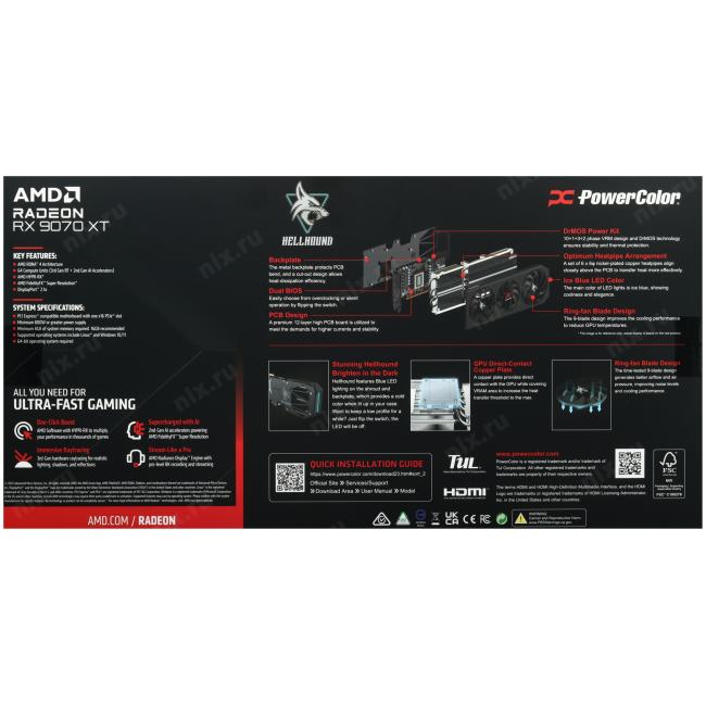 RX9070XT 16G-L/OC VGA PowerColor AMD Radeon RX 9070  XT  HELLHOUND  16GB GDDR6