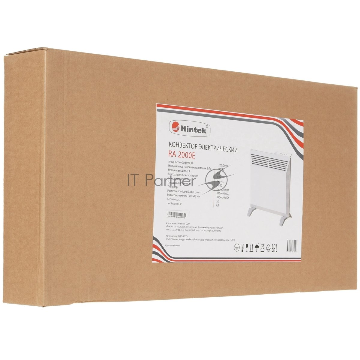 Конвектор HINTEK RA 2000E белый, 25 м², 2000 Вт