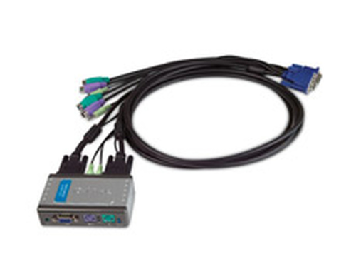 Переключатель консоли (KVM) D-Link KVM-121/B1A 2-портовый KVM-переключатель с портами VGA и PS/2 (кабели в комплекте) {40} (449185)