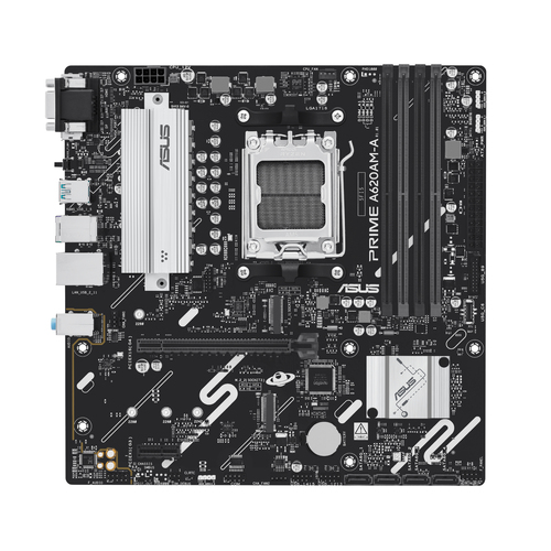Материнская плата ASUS PRIME A620M-A-CSM, AM5, AMD A620, 4xDDR5, 4xSATA, 2xM.2, 1xPCIe 4.0 x16, 2xPCIe 3.0 x1, 1xVGA, 1xHDMI, 1xDP, 1x1Gb LAN, 2xUSB-A 5Gbps, 4xUSB-A 2.0, 3x3.5 мм, 7.1, mATX