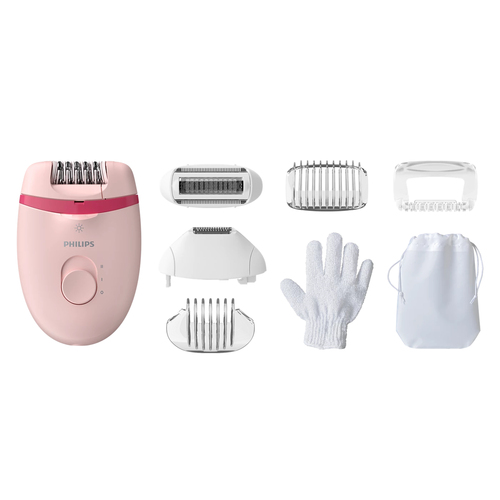 Эпилятор Philips BRE285/00 скор.:2 насад.:5 от электр.сети розовый/розовый