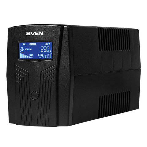 ИБП SVEN Pro 650 черный (линейно-интерактивный, 650VA, 390W, 2хEURO, USB, RJ45) (SV-013844)