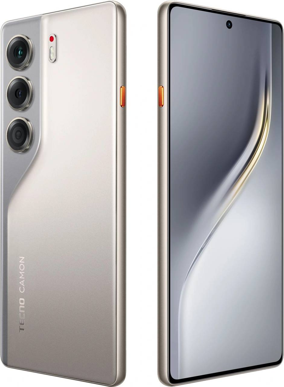 Tecno Camon 40 Pro 5G 256Gb 8Gb титановый моноблок 3G 4G 2Sim 6.78" 1080x2436 Android 15 50Mpix 802.11 a/b/g/n/ac/ax NFC GPS GSM900/1800 GSM1900 Protect FM