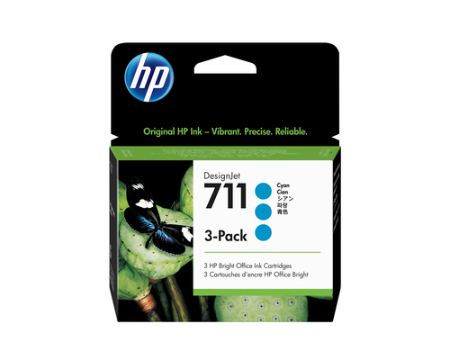 Картридж Cartridge HP 711 для DJ T120/T125/T130/T520/T525/T530, тройная упаковка CZ130A, голубой (3*29мл)
