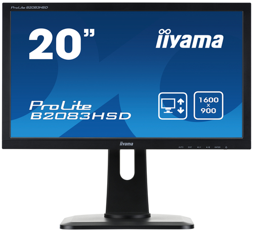 19.5" ЖК монитор IIYAMA ProLite B2083HSD-B1 с поворотом  экрана(LCD,  1600x900,  D-Sub, DVI)