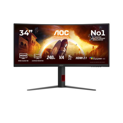 CU34G4Z/01/00 - Монитор Игровой 34" AOC CU34G4Z/01/00 VA 3440x1440 240Hz 1ms 400cd/m2 Curved 1500R 2xHDMI 1xDP