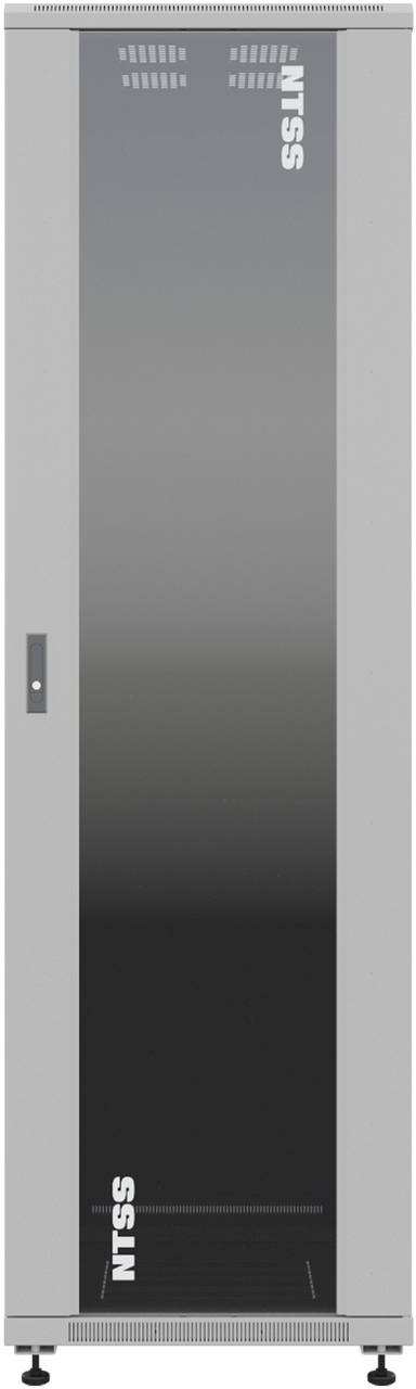 NTSS Шкаф напольный универсальный серверный NTSS R 42U 600х800мм, 4 профиля 19, двери стекло и сплошная металл, боковые стенки съемные, регулируемые опоры, разобранный, серый RAL7035 NTSS-R42U6080GS