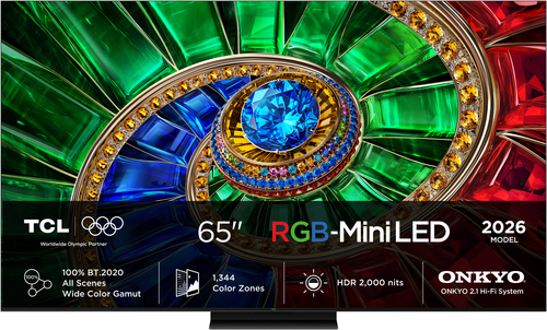 Телевизор QLED TCL 65" 65RM7L RGB-Mini LED (2026) черный 4K Ultra HD 144Hz MEMC DVB-T DVB-T2 DVB-C DVB-S DVB-S2 USB WiFi Smart TV