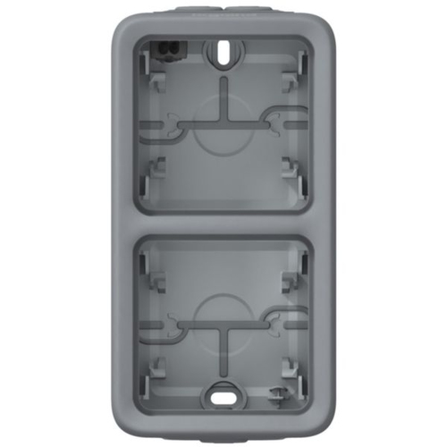 Двухместная монтажная коробка Legrand 069661 - Программа Plexo - серый - 2 поста - вертикальная установка