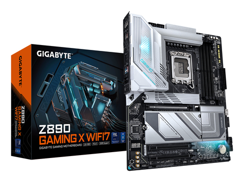 Материнская плата Gigabyte - Z890 GAMING X WIFI7, ATX, Intel Z890, 1xLGA 1851, 4xDDR5 до 256ГБ, 1x2.5GbE, audio, M.2, Wi-Fi, Bluetooth, HDMI, DP, 4xSATA, 4xUSB2.0, 5xUSB3.2, Z890 GAMING X WIFI7