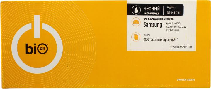 Bion BCR-MLT-D111L  Картридж для Samsung { Xpress SL-M2020/2020W/2022FW/2022W/2070FW/2070W,} (1800  стр.),Черный, с чипом