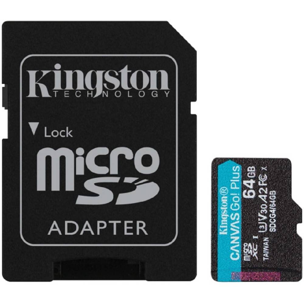 Kingston Micro SecureDigital 64GB SDCG4/64GB Canvas Go Plus V10 A2 + adapter