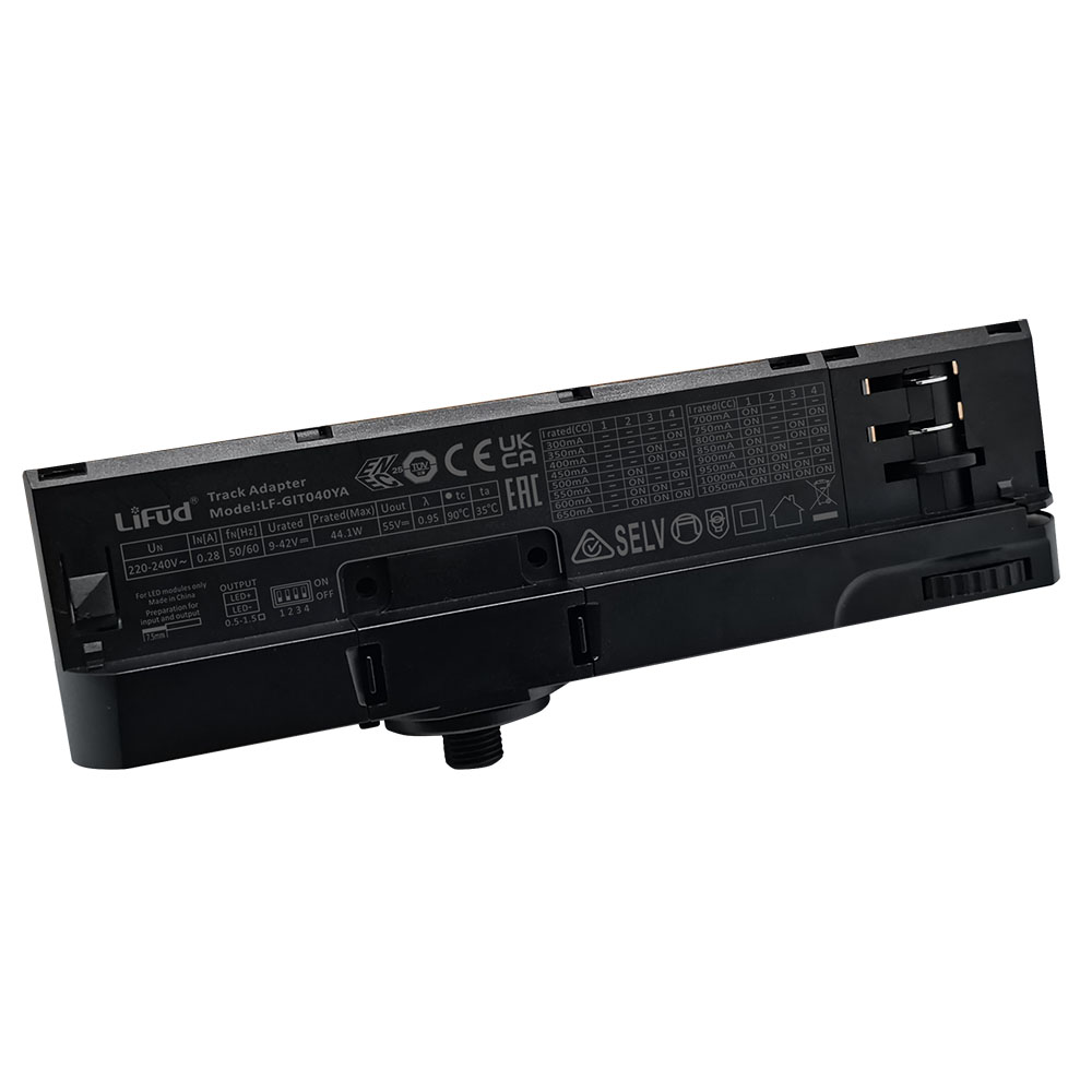 Lifud LF-GIT040YA, LED драйвер для трека, 44Вт, вых 300-1050мА 9-42VDC, изолир, пластик черный