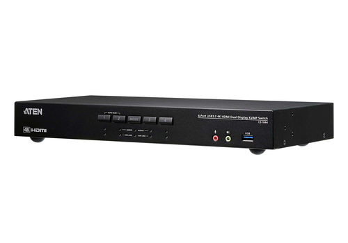 KVM-переключатель ATEN - CS1844, 4PC, 2xHDMI (Female) + USB Type B (Female) + 2xMiniJack (Female) - 4 ports, цвет Чёрный, CS1844-AT-G