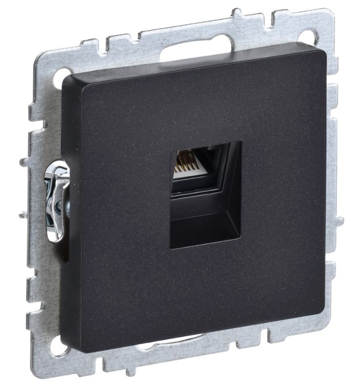 Розетка IEK BR-K10-1-K02, RJ45 кат.5E, 1-местная, черная