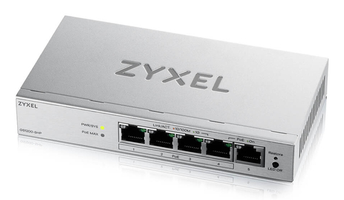 Коммутатор/ ZYXEL Web-managed Gigabit PoE Switch Zyxel GS1200-5HPv3, 5xRJ-45: 1G (4xPoE+), 68W PoE budget, desktop, fanless