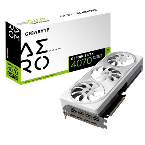 Видеокарта Gigabyte PCI-E 4.0 GV-N407SAERO OC-12GD NVIDIA GeForce RTX 4070 Super 12Gb 192bit GDDR6X 2565/21000 HDMIx1 DPx3 HDCP Ret