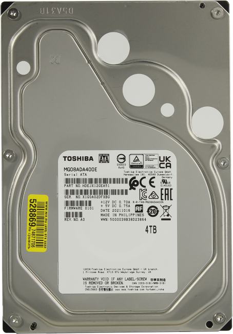 Жесткий диск Toshiba MG08ADA400E, 4 ТБ, SATA3, 7200 rpm