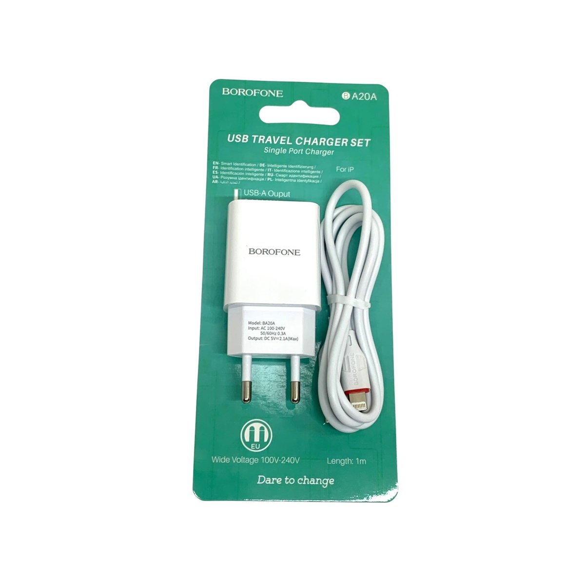 Сетевое зарядное устройство Borofone BA20A Sharp черный [2.1 А, 5 В, USB Type-C] 1  м, черный 6931474702142