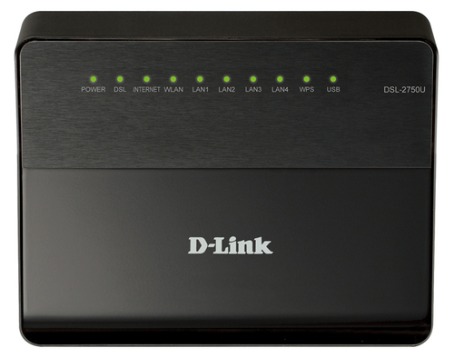 D-Link <DSL-2750U/BA/C1A> Wireless N ADSL2+ USB Modem Router (4UTP 100Mbps, RJ11,  802.11n/b/g, USB, 200Mbps)