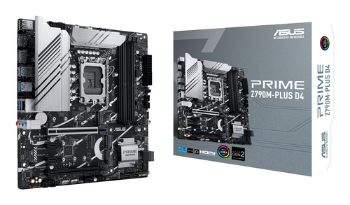 Материнская плата ASUS PRIME Z790M-PLUS D4, LGA 1700, Intel Z790, 4xDDR4, 4xSATA, 3xM.2 PCIe 4.0 x4, 1xPCIe 5.0 x16, 1xPCIe 4.0 x4, 2xPCIe x1, 1xHDMI, 1xDP, 1xUSB-C 3.2 Gen 2x2, 1xUSB 3.2 Gen 2, 4xUSB 3.2 Gen 1, 2xUSB 2.0, 1x 1Gb LAN, 3x3.5 мм, 7.1, mATX