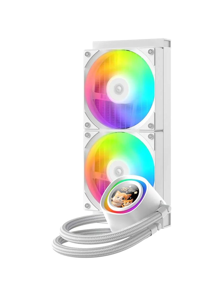 Комплект водяного охлаждения ID-COOLING FX240 LCD WHITE LGA1851/1700/1200/115X/AM4/AM5 (TDP 300W, ARGB FAN and PUMP, LCD Display, PWM, DUAL FAN 120mm, белый) RET