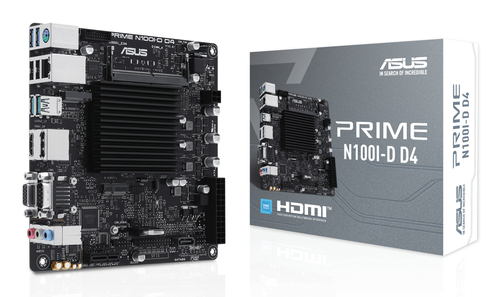 Материнская плата ASUS PRIME N100I-D D4-CSM, BGA1264, SoC, 1xSO-DIMM DDR4, 1xSATA, 1xM.2, 1xPCI-E 3.0 x1, 1xDP, 1xHDMI, 1xVGA, 1x 1Gb LAN, 2xUSB-A 2.0, 2xUSB-A 3.2 Gen 1, 2xUSB-A 3.2 Gen 2, 3x3.5 мм, 7.1, Mini-ITX
