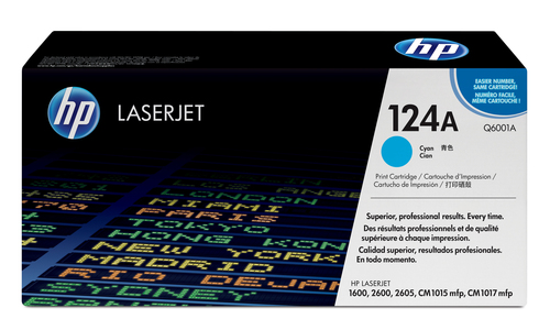 Оригинальный лазерный картридж HP 124A Q6001A для HP Color LaserJet 1600/ 2600N/ 2605/ 2605DN/ 2605DTN/ CM1015/ CM1017, голубой, 2500 страниц