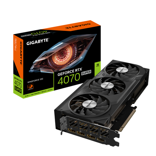GV-N407SWF3-12GD Видеокарта Gigabyte RTX4070 SUPER WINDFORCE 12GB GDDR6X 192bit 3xDP HDMI  3FAN  RTL