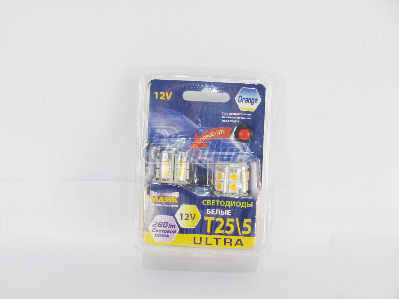 Светодиод 12V T25/5 15SMD BAY15D ORANGE