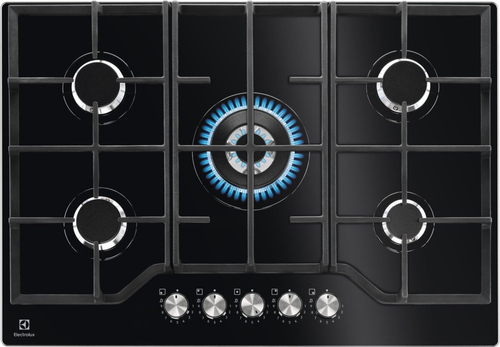 Встраиваемые газовые панели ELECTROLUX/ Газовая варочная поверхность  75 см- газ на стекле, 3 чугунных держателя, газконтроль варочной поверхности, интегрированный автоподжиг варочной поверхности, конфорки: Конфорка ускоренного нагрева, средней мощности, Конфорка ускоренного нагрева, средней мощности,   Конфорка ускоренного нагрева, средней мощности, Конфорка ускоренного нагрева, стандартной мощности
