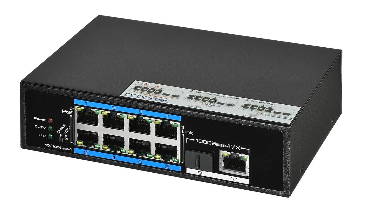 Коммутатор Beward STP-811HPS, 8×10/100M PoE+1×GbE+1×SFP, 115 Вт, промышленный