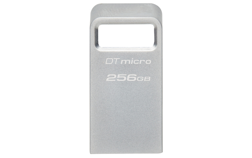 USB накопитель Kingston - DataTraveler Micro, USB Type A (USB 3.2 Gen 1), 256 ГБ, read speed-200MB/s, цвет серебристый, DTMC3G2/256GB